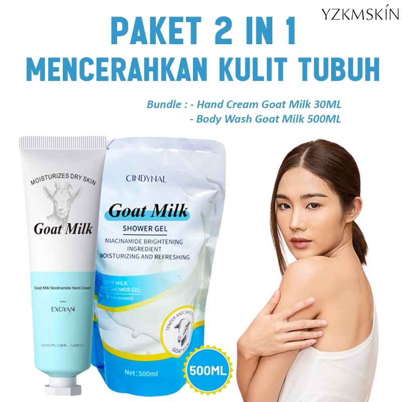 YZKMSKIN - 2 IN 1 CINDYNAL Goat Milk Body WashSabun Mandi Cair Susu Kambing & Hand Cream Krim Tangan