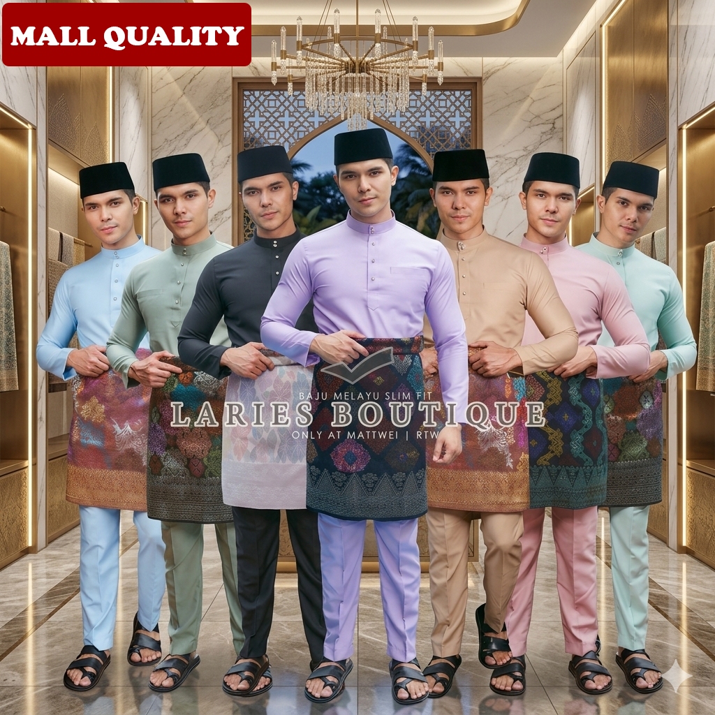 LARIES` One Set Baju Kurung Melayu Pria Modern Katun Toyobo Koko Lebaran Lelaki Dewasa Kurung Melayu