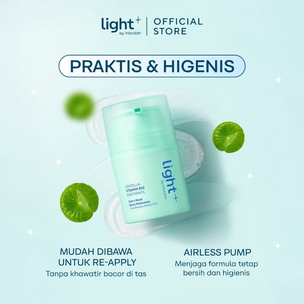NEW Light+ by Wardah Vitamin B12 Calm + Reset Serum Moisturizer 30 g - Pelembap Wajah untuk Kulit Be