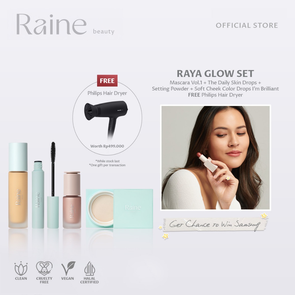 [Raya Set Glow] The Eyecon Mascara x Skin Drops x Setting Powder x Color Drops Brilliant FREE Philip