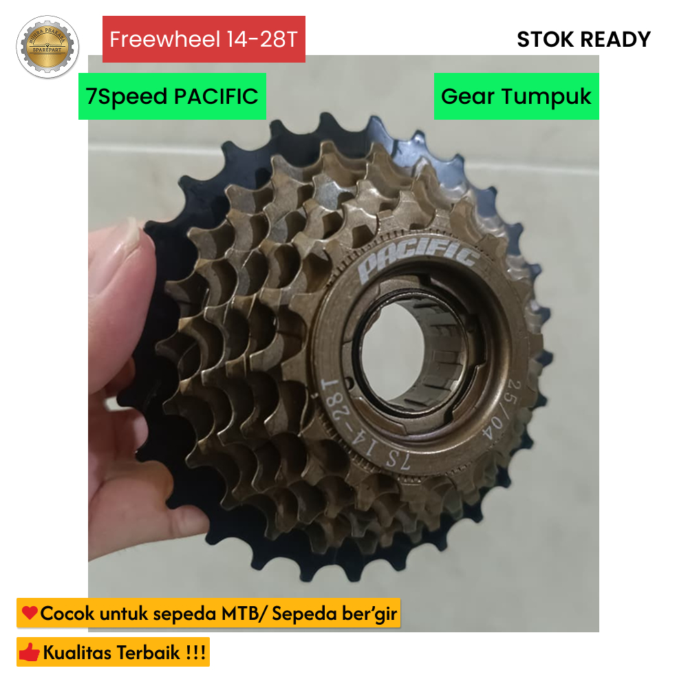 Freewheel Sepeda 7 Speed 14‑28T - Gear / Sprocket Tumpuk Model Ulir 7 Susun