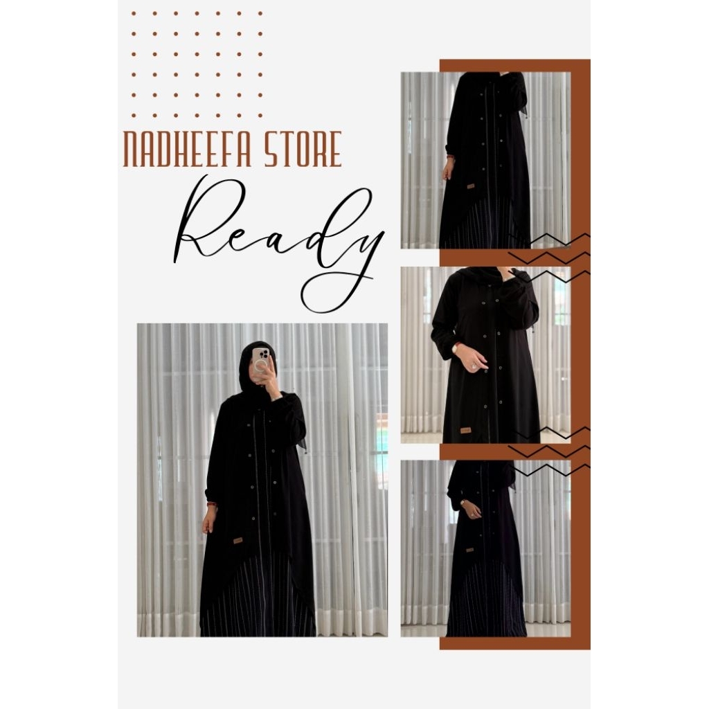 NADHEEFA STORE TERBARU GAMIS TWILL CARDI ROMPI HITAM LIRIS