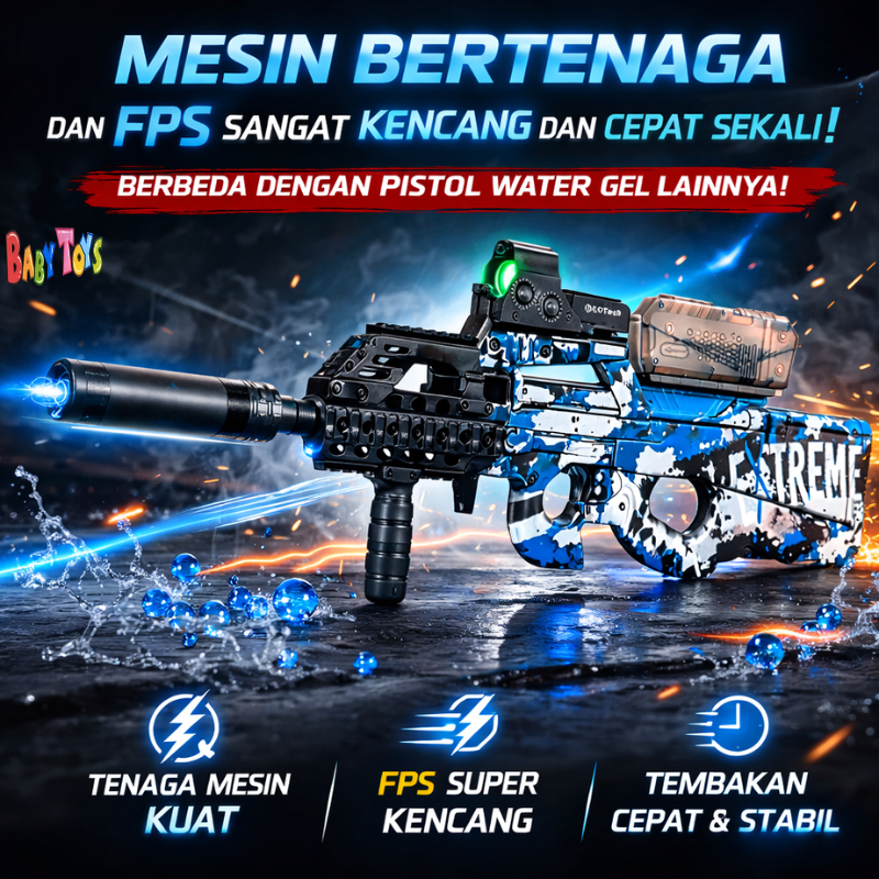 BabyToys Mainan Water Gel Blaster Elektrik Otomatis P90 WGB Water Gell Laki Laki Peluru Lunak Jumbo