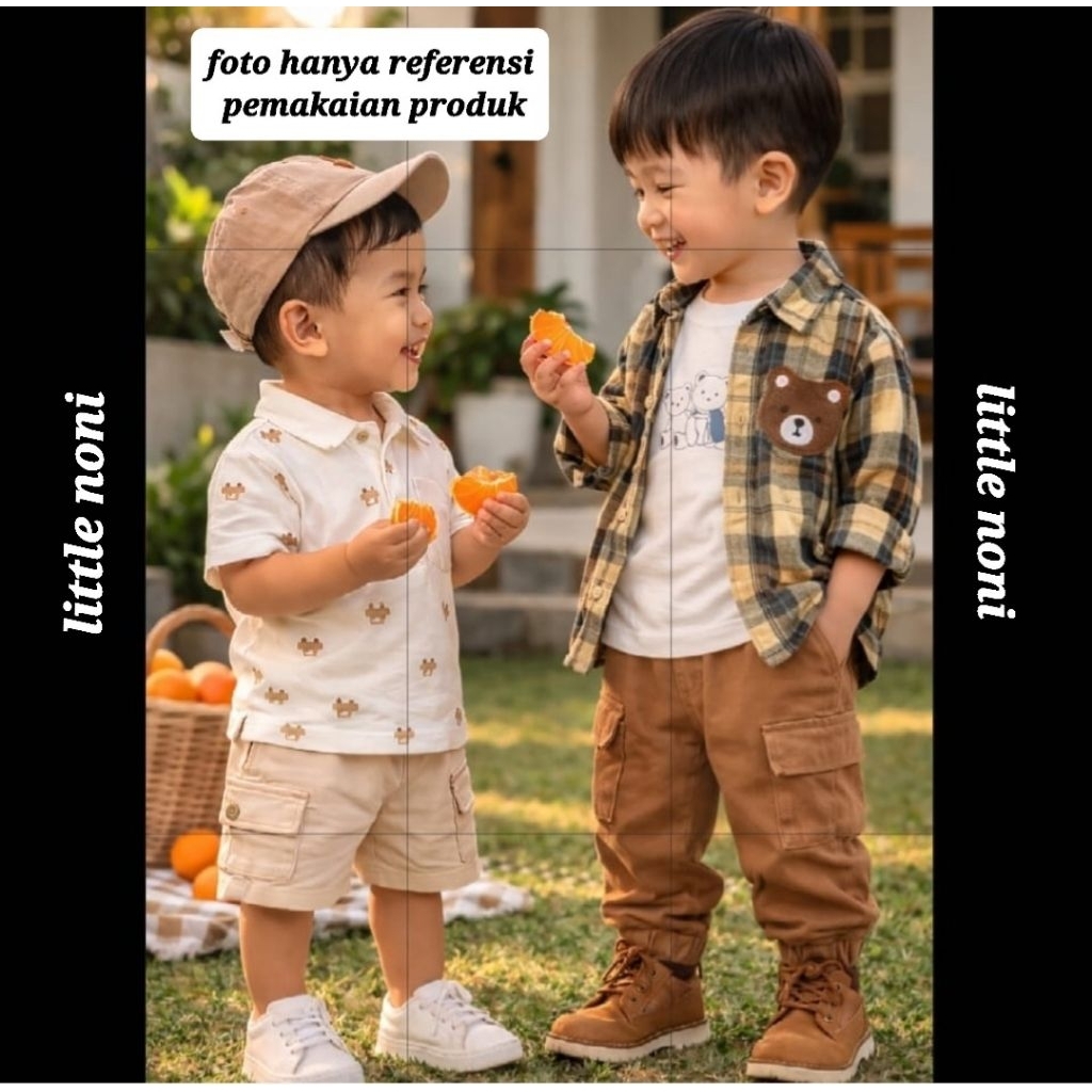2 Varian Set 3in1 Anak Cowok:1.Set Kemeja kotak R3Ne R0f3 & 2.Set Organic R,Bbt B3r..Sz 2,3,4T..NEW+