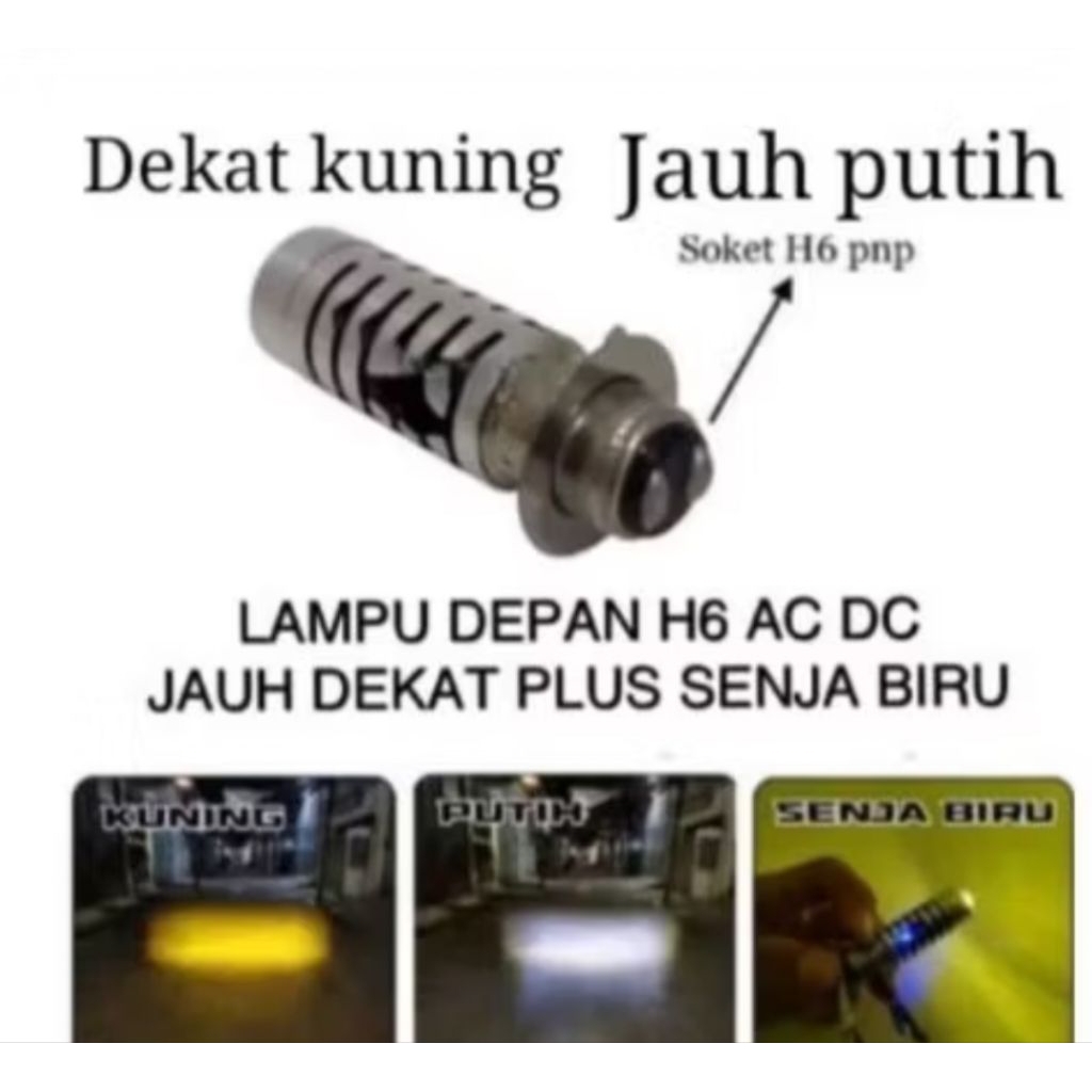Lampu Depan Motor H6 LED Laser 2 Warna - Sinar Fokus, Daya Tahan Lama, Kompatibel H6
