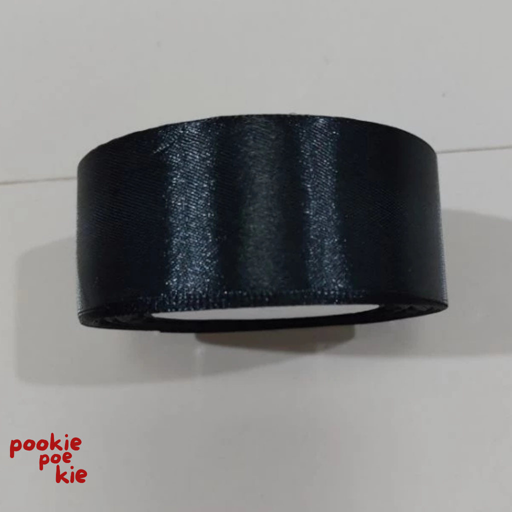 pita satin premium size 4cm warna hitam ready stock