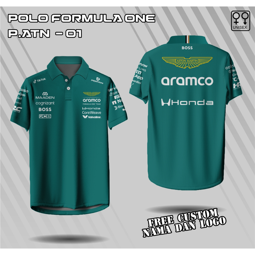 Kaos Jersey Aston Martin F1 2025 Premium Dryfit Kerah Kancing Pria Wanita Anak Baju Kaos Tshirt POLO