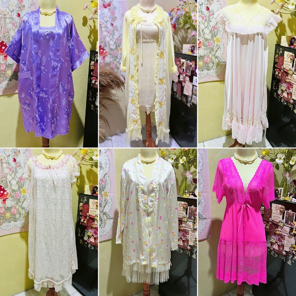 Sleepwear Satin & Tulle – Piyama Dress Daster Kimono Princess Coquette Fairycore Royal Vibes Ratu Su