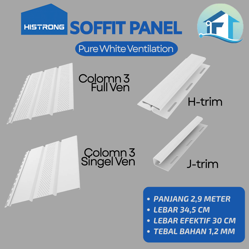 Soffit Panel By Histrong PVC Plafon Dinding  Indoor Outdoor Plafond Wall Panel Pure White Ventilatio