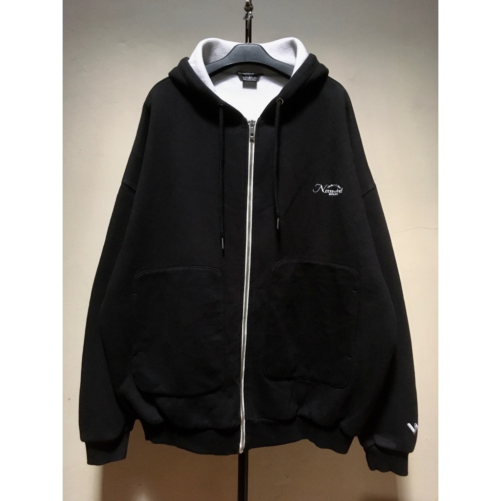 Hoodie Zipper Hitam Oversize Tebal Dua Lapisan WV Project