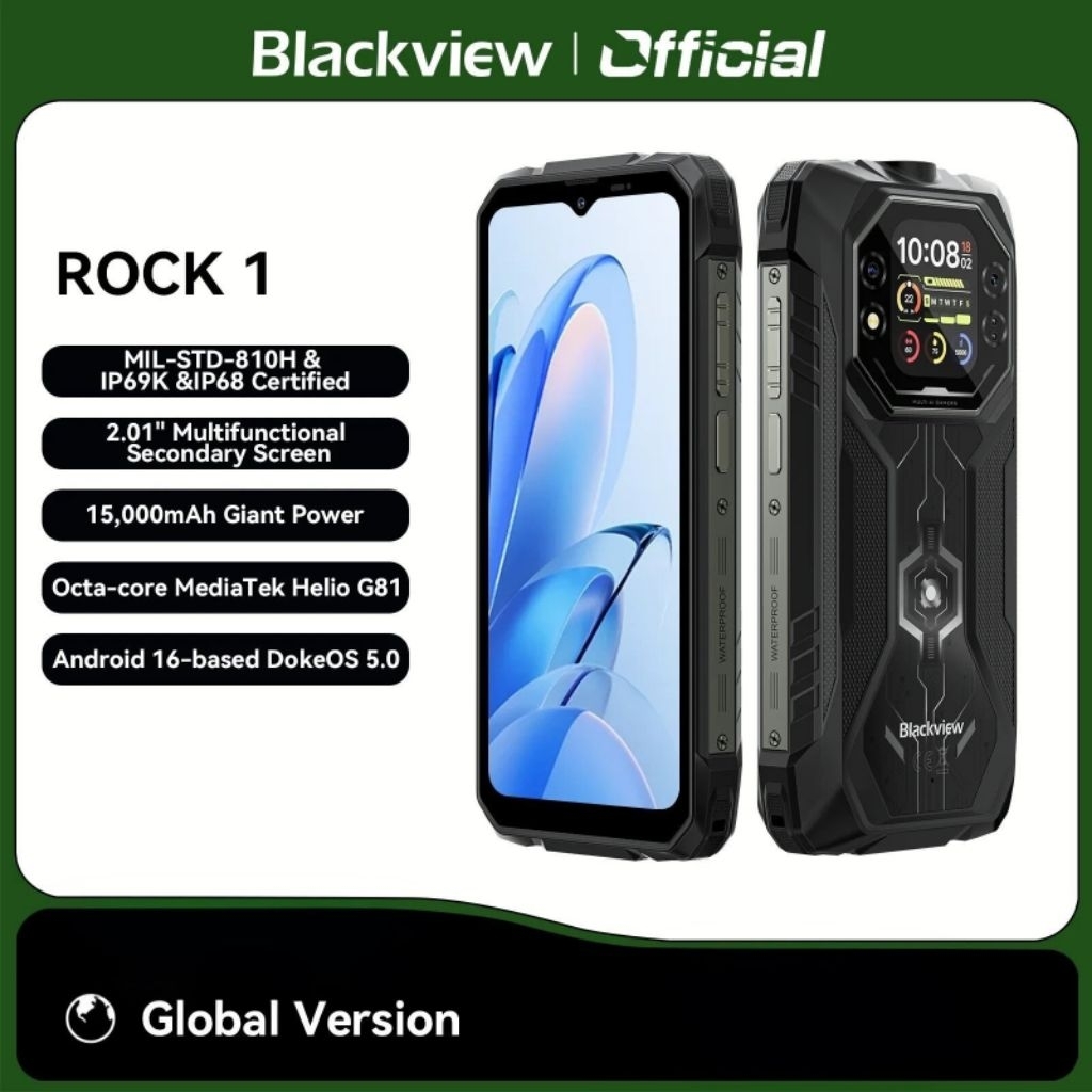 Blackview Rock 1 Rugged 8GB+256GB 6.56Inch 4G LTE Android 16 NFC