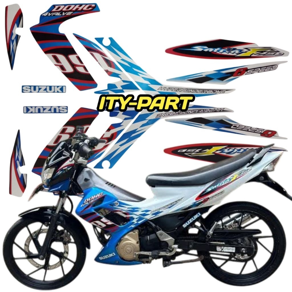 striping stiker lis satria Fu biru putih 2012