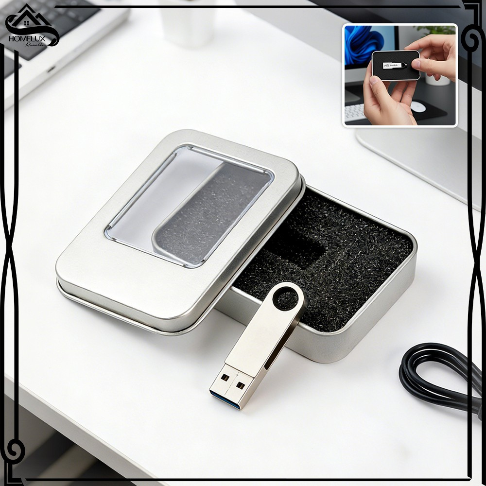 HOME-C1192 Tempat Usb Flash Disk Kotak Kaleng Penyimpanan USB Kotak Packing Flashdisk Souvenir Box