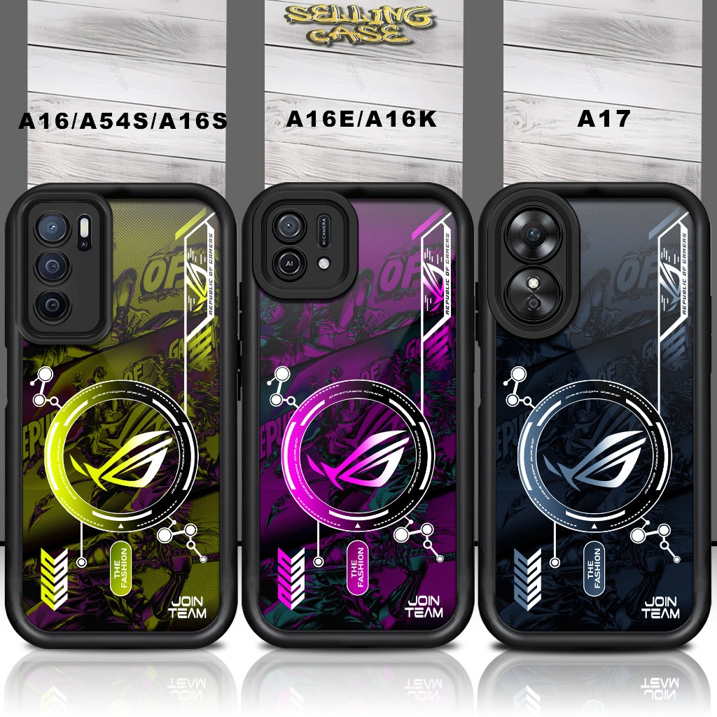 Softcase Glass kaca For OPPO A16 A54S A16S A16E A16K A17 Casing Handphone Case Hp Procamera Desain R