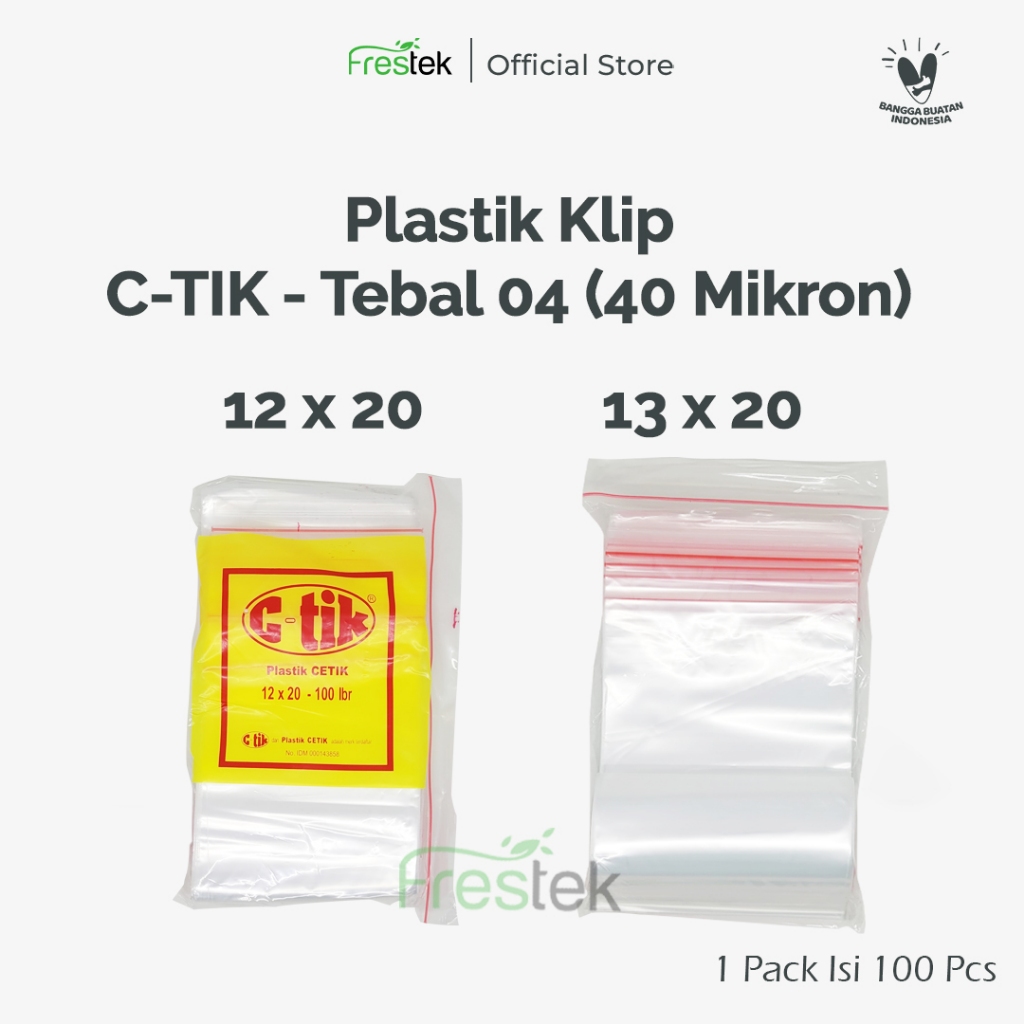 Plastik Klip C-TIK / CTIK 12x20 13x20 Tebal 04 / 40 Mikron 1 Pak Isi 100 Pcs