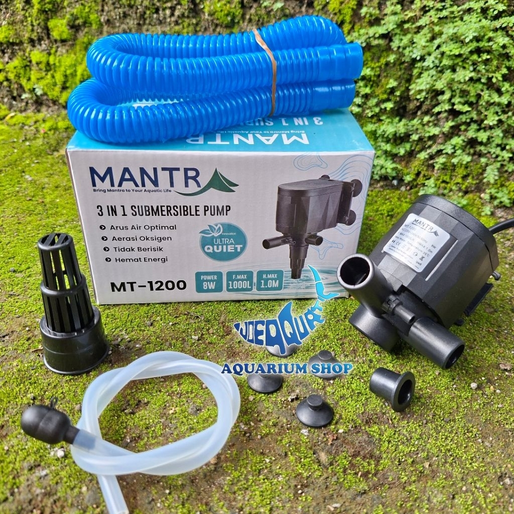 Pompa Aquarium MANTRA MT-1200 8W 1000L/H Pompa Celup Aquarium / Kolam Ikan / Filter Air / Submersibl