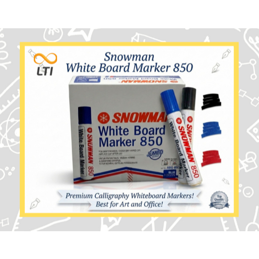 [ PCS ] Spidol Snowman White Board Jumbo ABG 850 KALIGRAFI  HITAM (bisa dihapus) / Non Permanen - HE