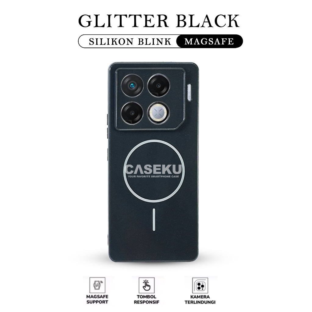 Caseku Case Magsafe Black Glitter Magnetic case Infinix GT 10 Pro Infinix GT 20 Pro Silikon Magsafe 