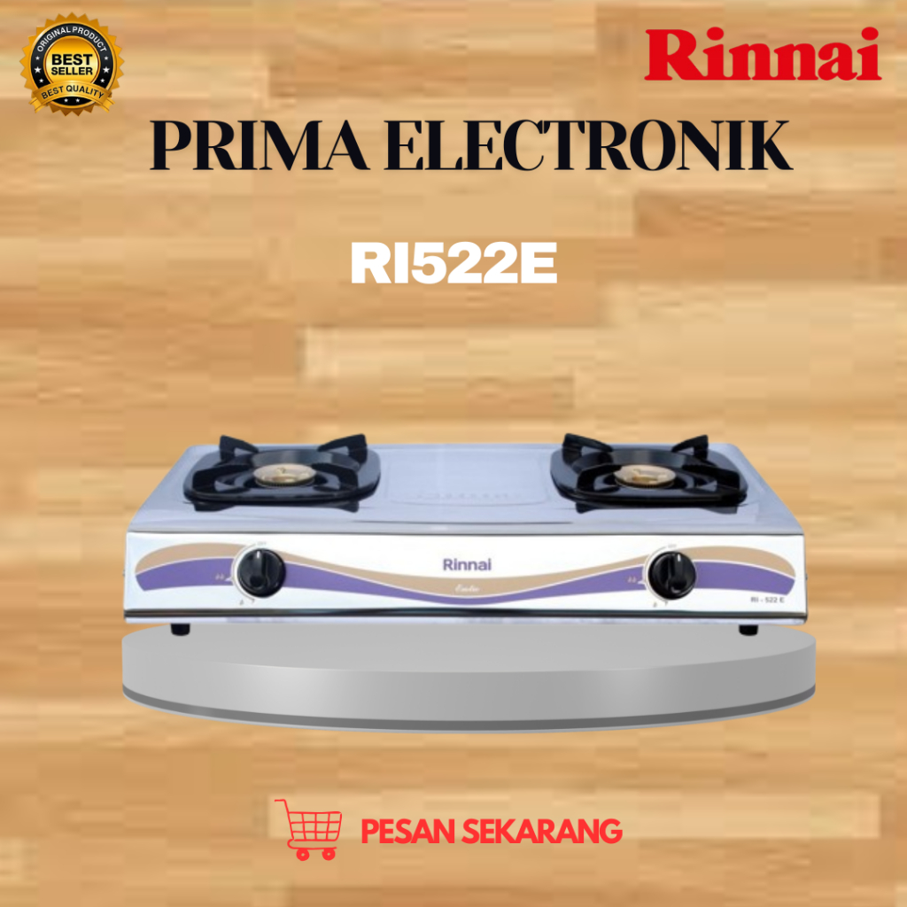 RINNAI KOMPOR GAS 2 TUNGKU RI 522 E/RI-522E/RI-522 E/RI522E/RI 522E/RI522 E/ORIGINAL RINNAI/GARANSI