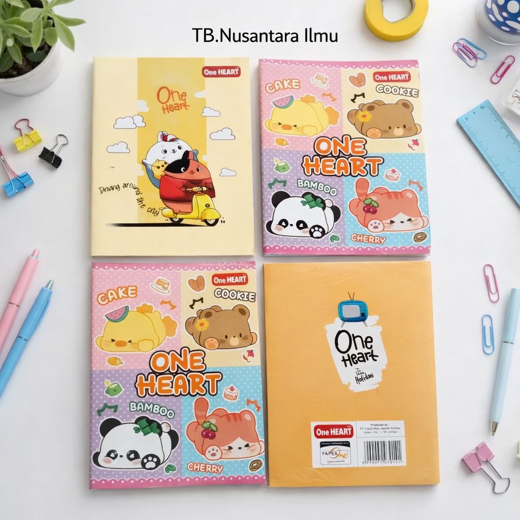 Buku Tulis One Heart 38 Lembar 1 Pack Isi 10 Pcs / Buku One Heart 38 Lembar By Paperone