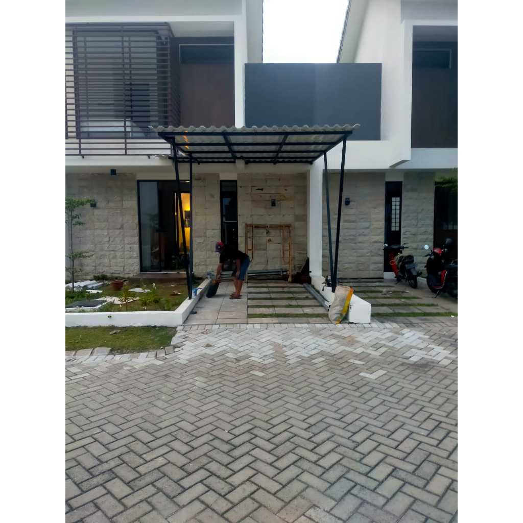 Kanopi Upvc Double Layer Rangka Besi Hollow