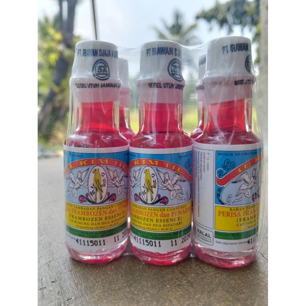 IE KIM TIE PERISA FRAMBOZEN dan PEWARNA (FRAMBOZEN ESSENCE) cap burung dan dua bidadari