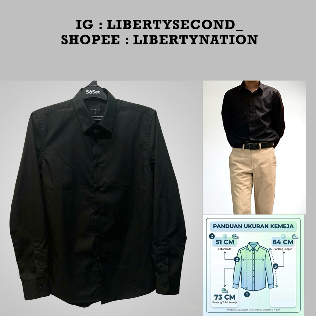 Kemeja hitam lengan panjang by Heymale