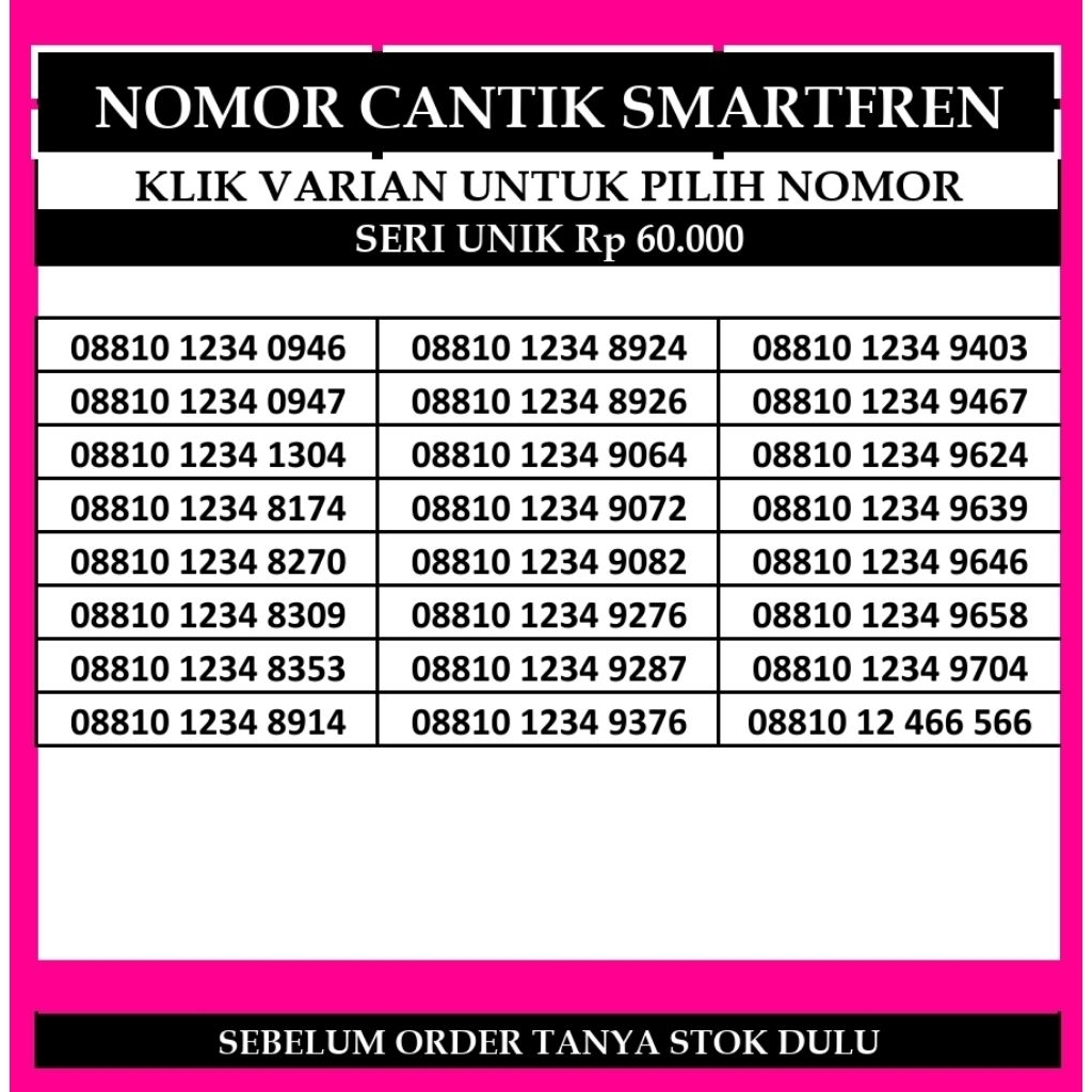 Nomor cantik Kartu perdana Smartfren kartu Perdana Prabayar murah