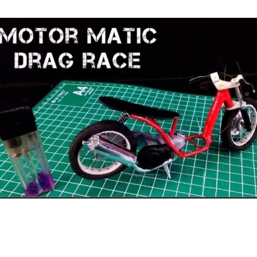 diecast mainan miniatur motor drag Honda beat fi free standar Paddock matic