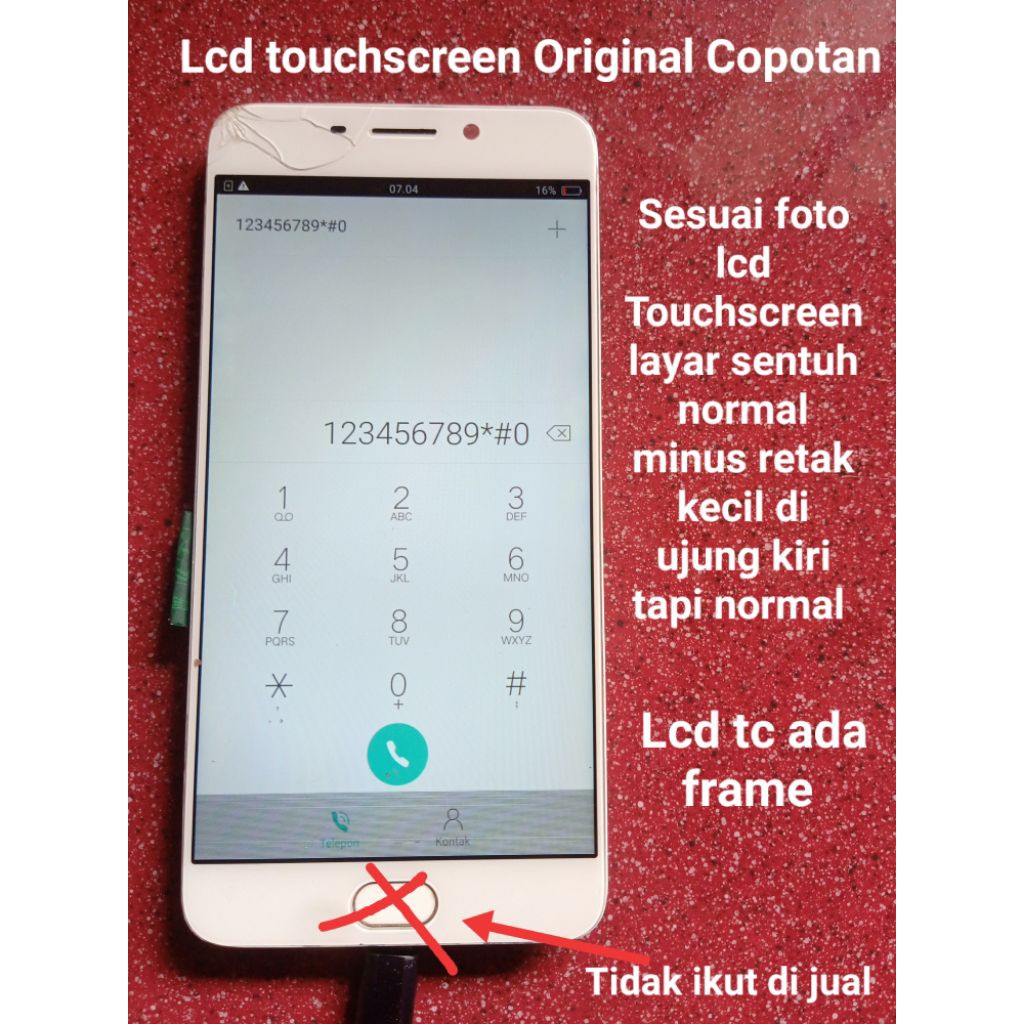 Lcd Touchscreen Oppo F1 plus / R9 X9009 Second minus retak baca catatan sesuai foto ( MESIN KOMPONEN