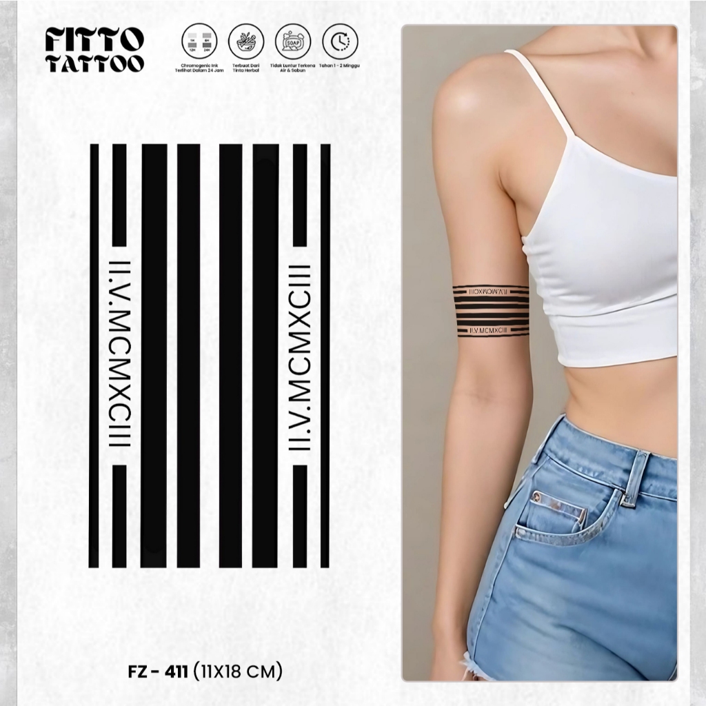 Tato Temporer Semi Permanen Garis Polos Tatto Fruit Ink Garis Lengan Premium Tahan 1-2 Minggu