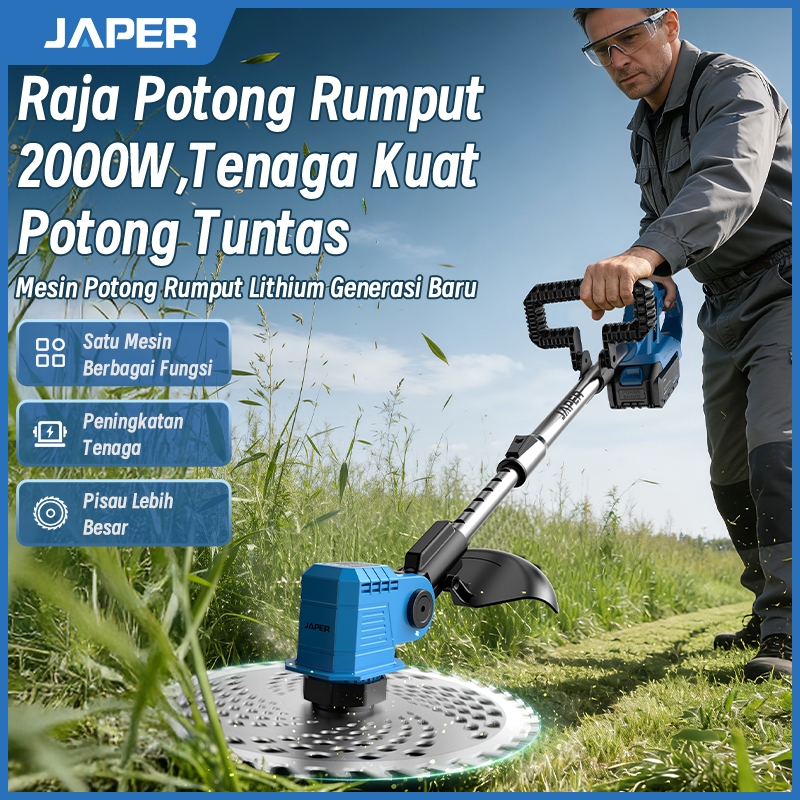 JAPER Mesin Potong Rumput Baterai Alat Pemotong Rumput Elektrik Listrik Pemangkas Portabel mesin pot