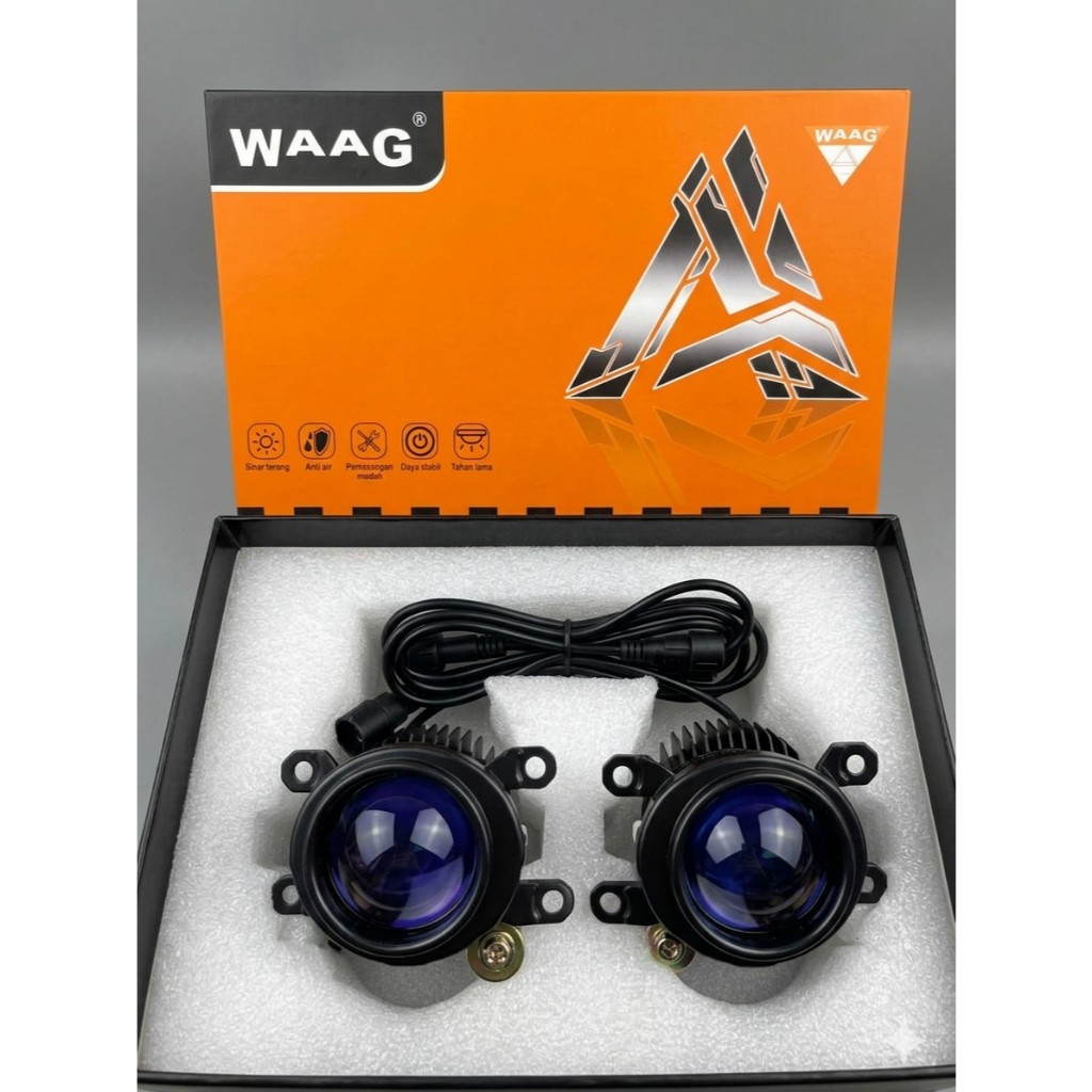 LAMPU LED WAAG - BILED FOGLAMP 2 INCH 3 WARNA BLUE LENS 60WATT SUPER TERANG