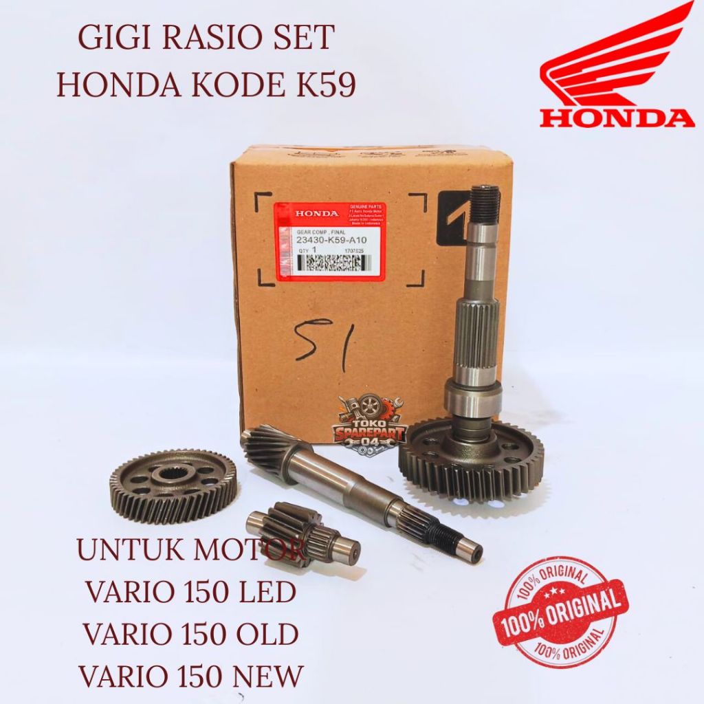 GIGI RASIO SET ORIGINAL HONDA KODE K59 VARIO 150 LED, VARIO 150 OLD, VARIO 150 NEW