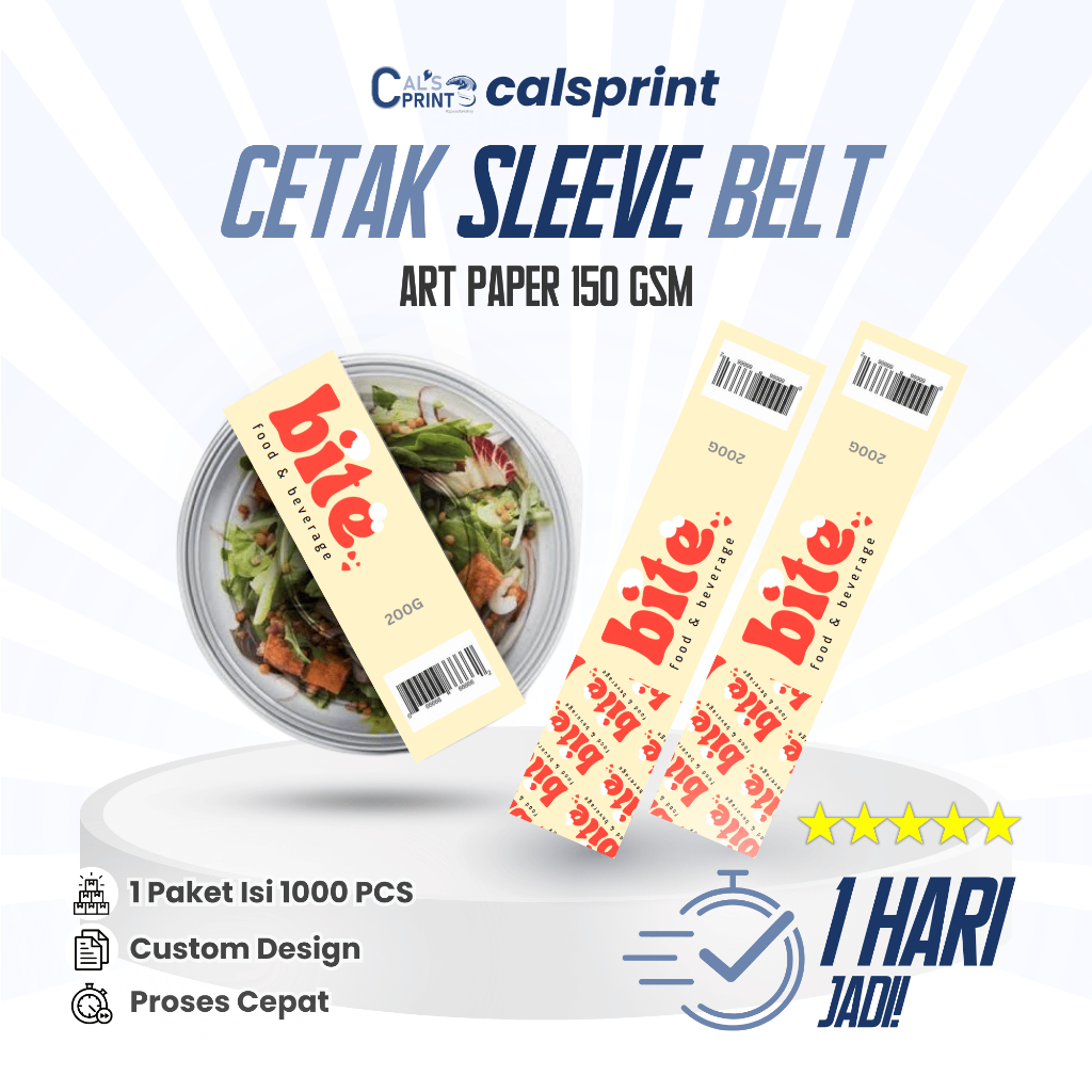 Cetak Paper Sleeve Belt, Custom Sleeve Belt Art Paper 150 gsm, Label Kemasan Makanan