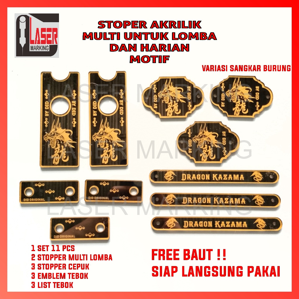 CUSTOM NAMA DAN LOGO STOPER EMBLEM SANGKAR BURUNG VARIASI SANGKAR BURUNG