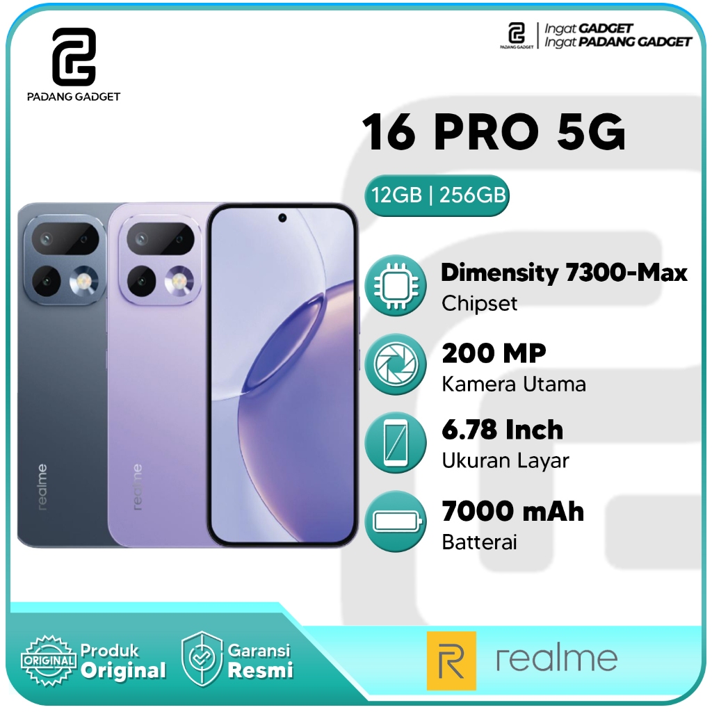 Realme 16 Pro 5G 12+14GB/256GB Hp Android Smartphone Baru Original Garansi Resmi