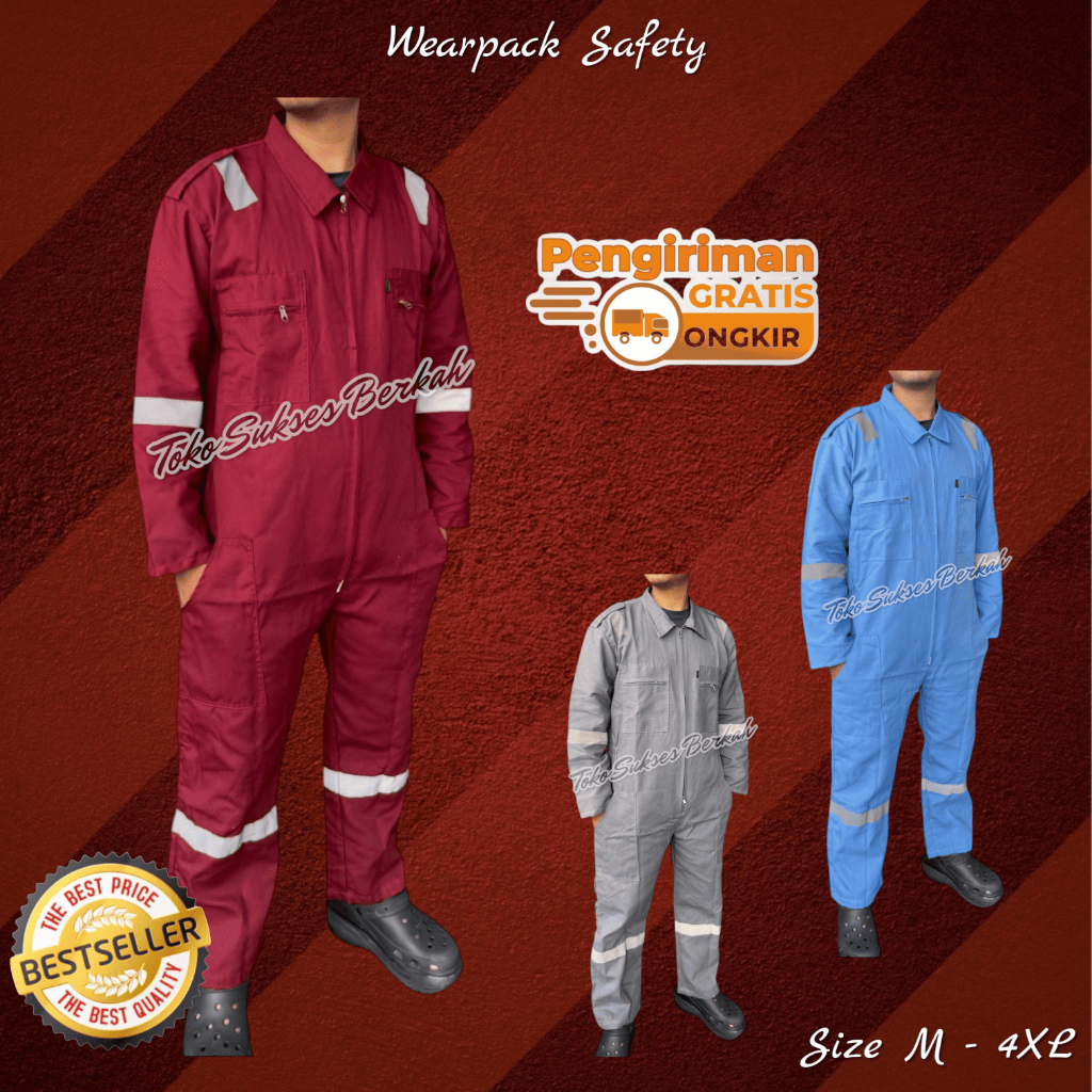 Wearpack Coverall Safety / Baju / Seragam Kerja Proyek Maroon