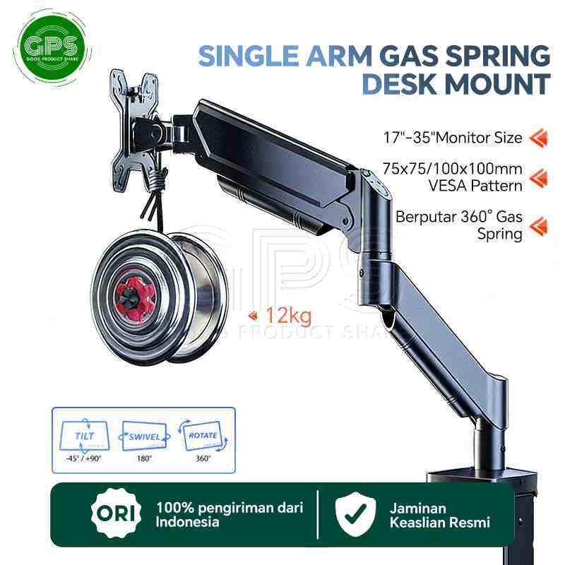 Lengan Bracket Monitor Gas Spring | Monitor Arm Bracket TV Adjustable 360° | Dudukan Monitor Meja Un