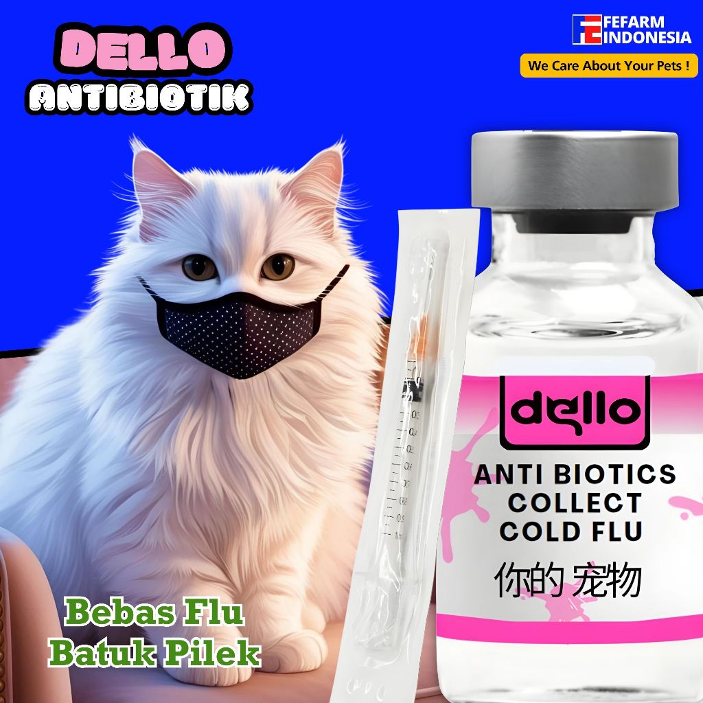 Suntikan Injeksi Antibiotik Atasi Flu Bersin dan Masalah Pernapasan Kucing FEFARM