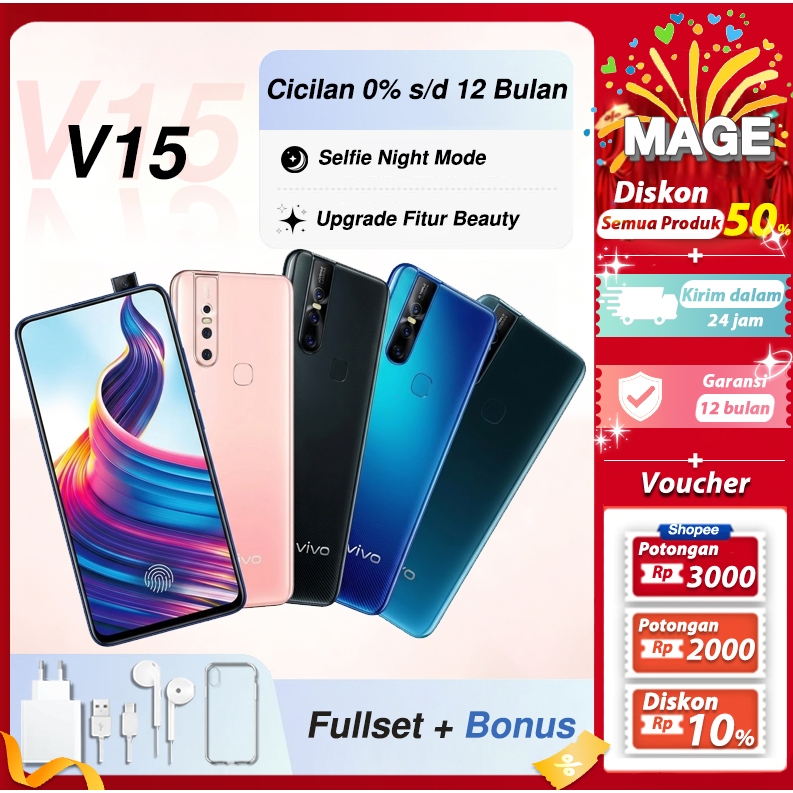 HP VIVO V15 8GB+256GB 4G LTE Sidik Jari Layar 6.53 Inch Second Mulus Original Garansi Toko 1 Tahun