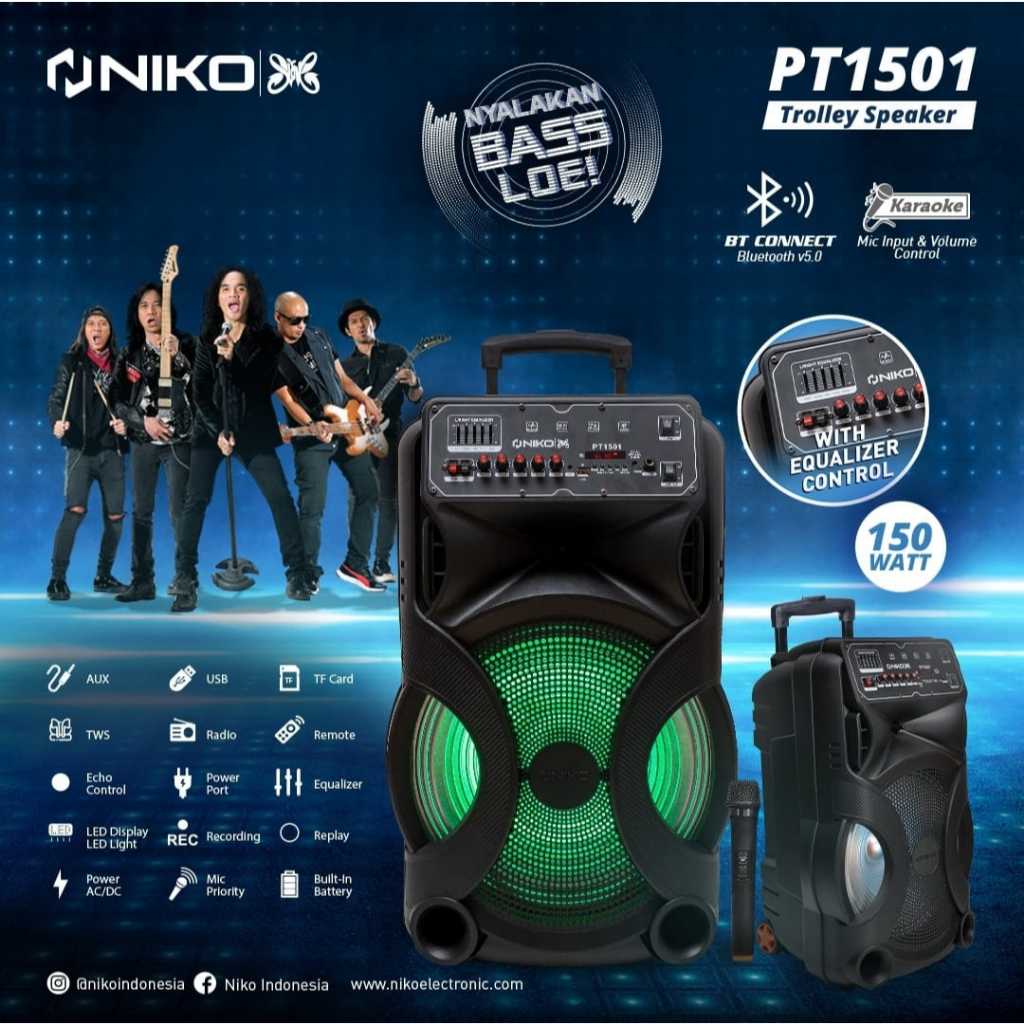 Trolley Speaker NIKO PT 1501 GARANSI RESMI