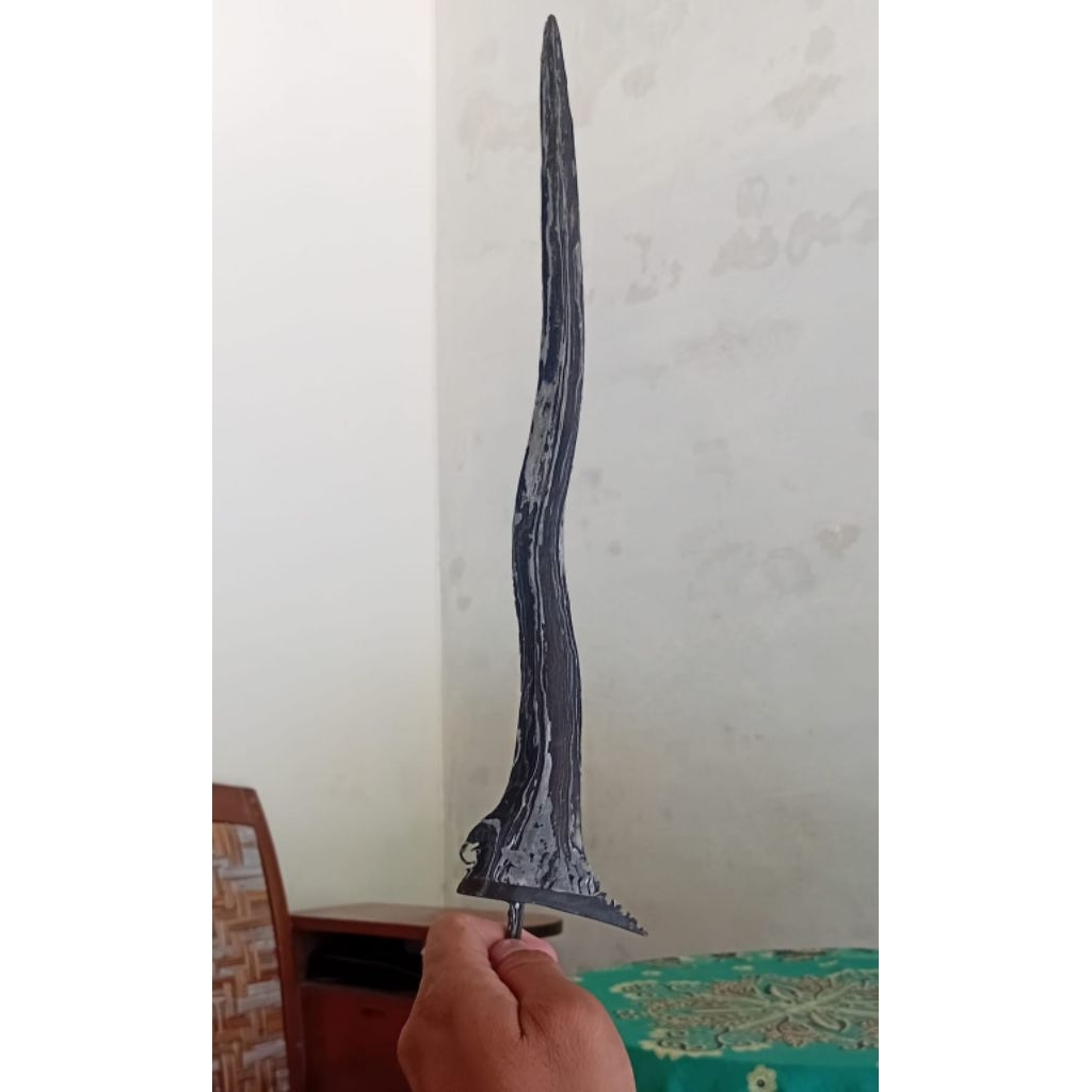 Bilah Keris Jangkung Luk 3 Pamor wos Wutah Panjang 37 cm