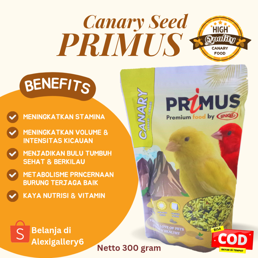 PRIMUS Pakan/makanan burung kenari 300 gram kualitas impor top produk