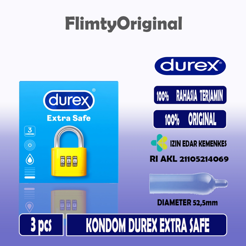 Durex Extra Safe Kondom Lebih Tebal Lebih Aman isi 3 pcs