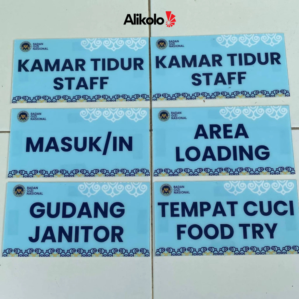 Akrilik Papan Nama Ruang Gedung BGN SPPG MBG, Print UV Custom Nama Ruang Dapur MBG 30 X 15 CM