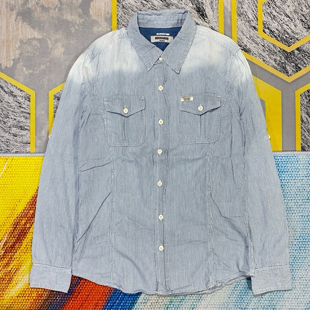 Kemeja Buckaroo Size S Lengan Panjang Denim Garis-Garis