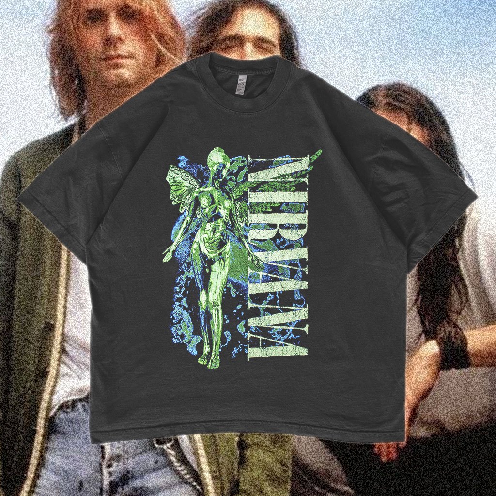 Nirvana Vertical Logo Oversized T-shirt Vintage