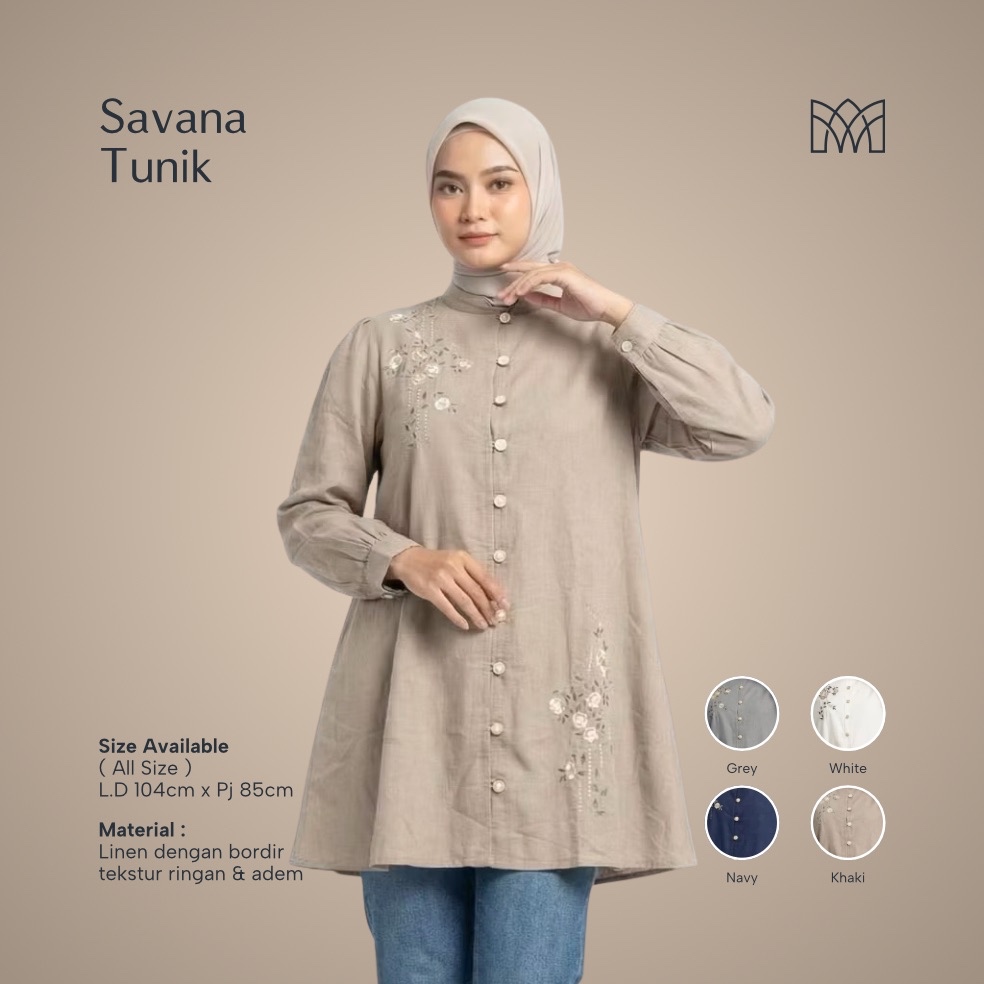 Mayang Collection - Savana Tunik Wanita Linen Bordir Adem Elegan T01228
