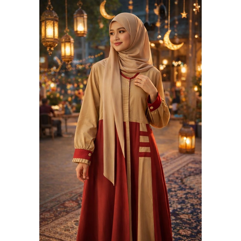 Gamis Syari Outer Polos Coklat Marron